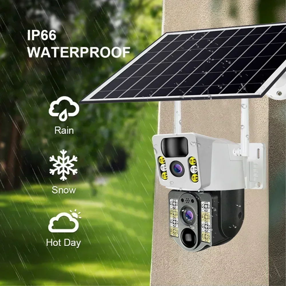 4K 4MP 4G Dual Lens PTZ Solar Camera Free 512G Memory Card Outdoor CCTV Dual Screen AI Human Tracking Secuity WIFI Camera V380-5