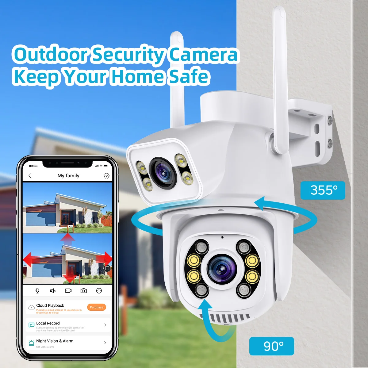 4K 8MP HD Dual Lens Outdoor Wireless Security IP Camera External Wifi PTZ Camera Auto Tracking Street Surveillance Camera iCsee-2