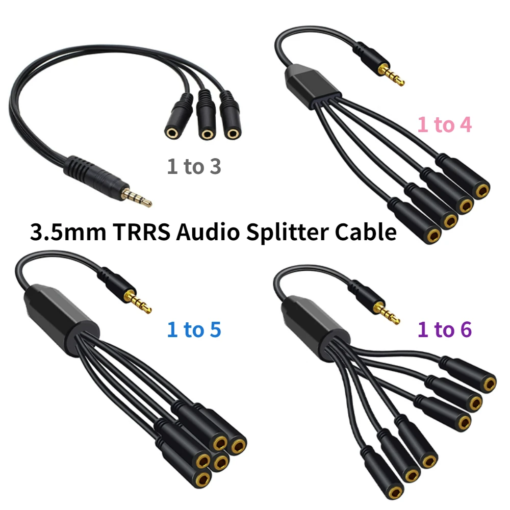 3.5mm Earpphone Spliter Audeo Jack Extender 1 To 6 Ports Aux Cable Earphone Mic Audio Adapter For Phone Headset Splitter Cable-3