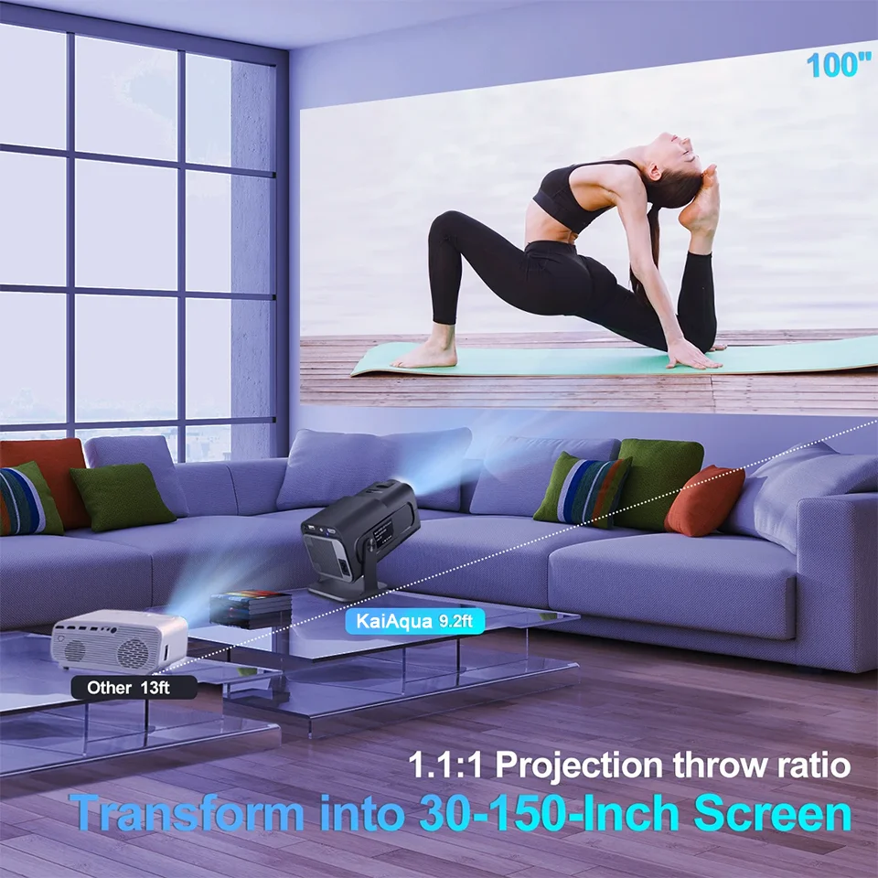 KaiAqua 4K Android 11 Projector Native 1080P 390ANSI HY320 Dual Wifi6 BT5.0 1920*1080P Cinema portable Projetor upgrated FY300-5