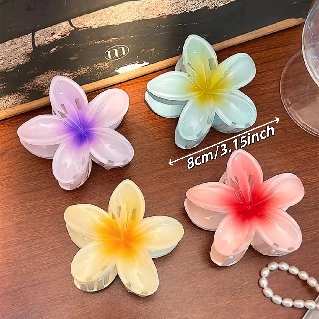 Five-petal flower Summer Super Fairy Vacation style frangeria Grab clip Shark Clip Acrylic flower hair grab hair accessories bac-2