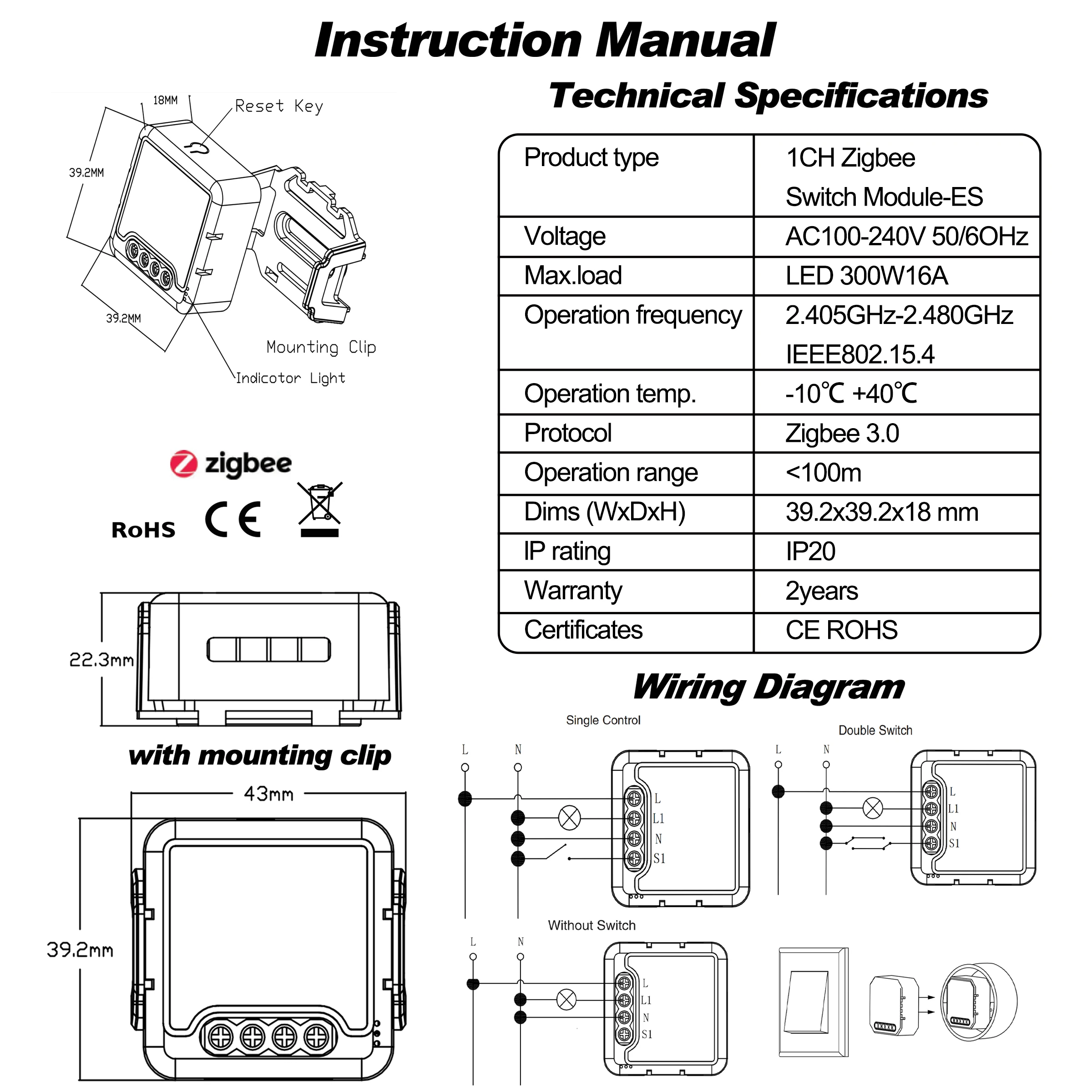 GIRIER Tuya ZigBee 3.0 Smart Switch Module Relay 1 2 Gang 16A Power Metering App Control Work with Alexa Hey Google Hub Required-6