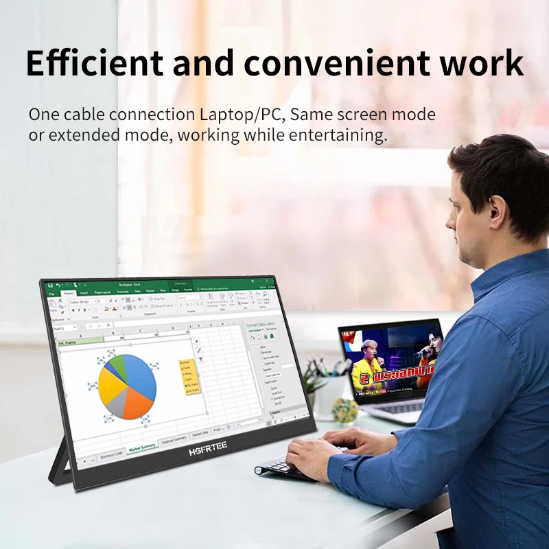 HGFRTEE 16inch Touch Portable Monitor 16:10 96%sRGB 350Cd/m² Second Screen For Laptop With Holder Stand Type-C HDMI-Compatible-2