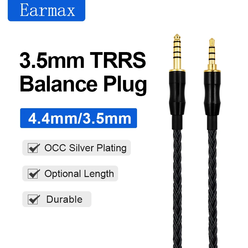 16-Strand Earphone Replaceable 4.4mm to 3.5mm Balanced For HIFIMAN Beats DEVA pro HE-R9 TRRS Silver Plated Upgrade Cable