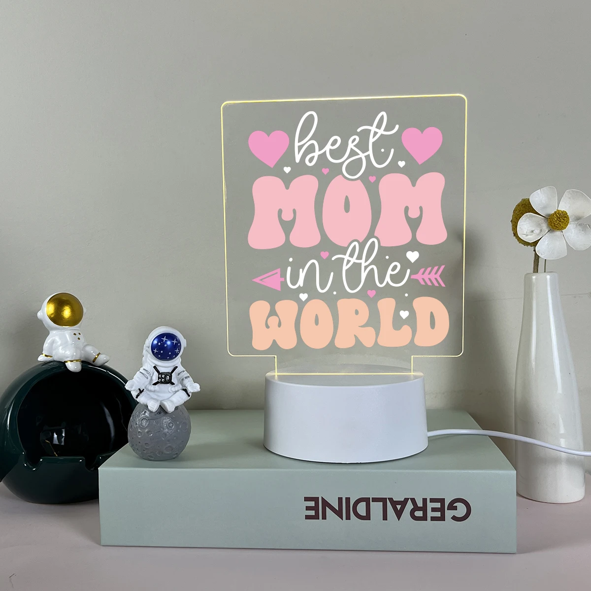 Colorful Print Text Acrylic LED Light For Mom Night Lamp Table Birthday Gift Bedroom Bedside Lamp Mother's Day Gift-6