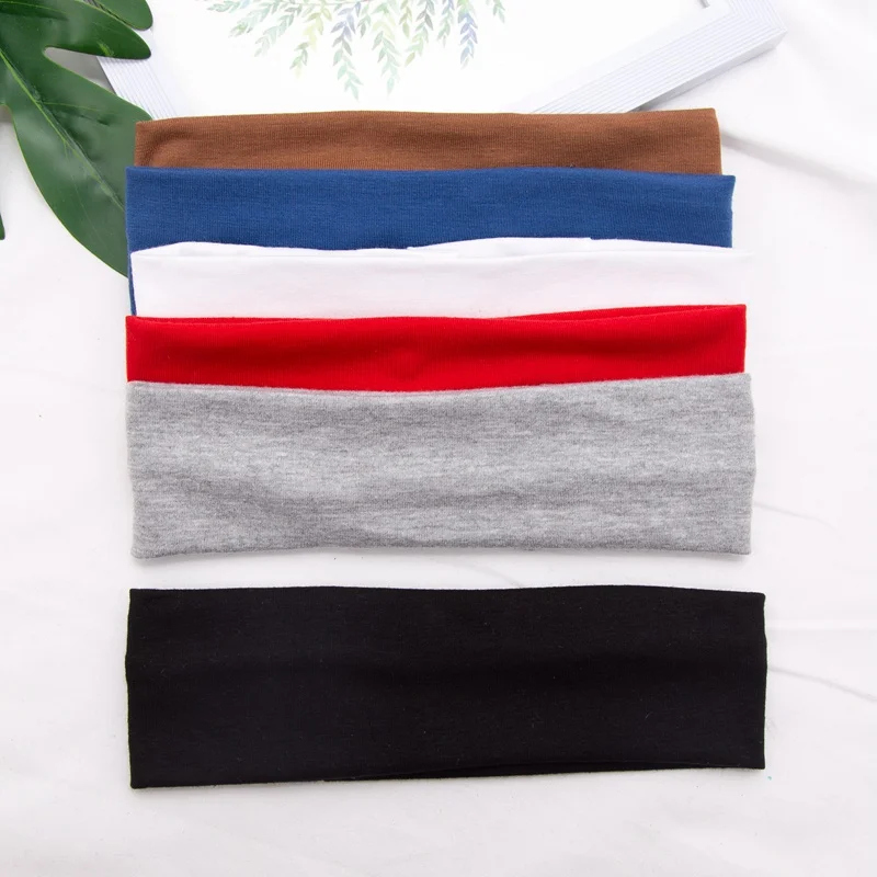 Elastic Cotton HairBand Fashion Headbands for Women Men Solid Running Fitness Yoga Hair Bands Stretch Makeup Hair Accessories-4