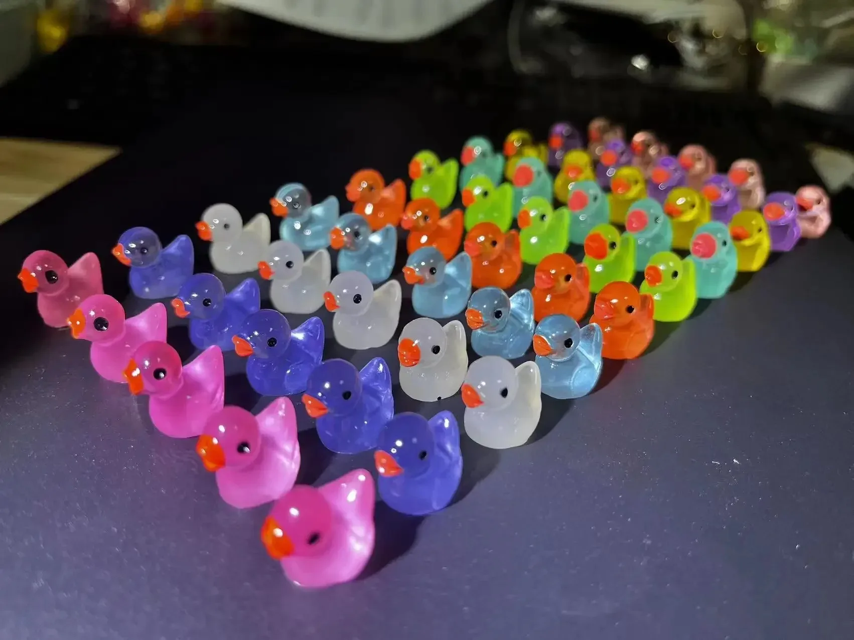 50PCS Glowing Mini Resin Little Ducks Moss Microlandscape Miniature Duck Figurines Fairy Garden Accessories Home Decor-5