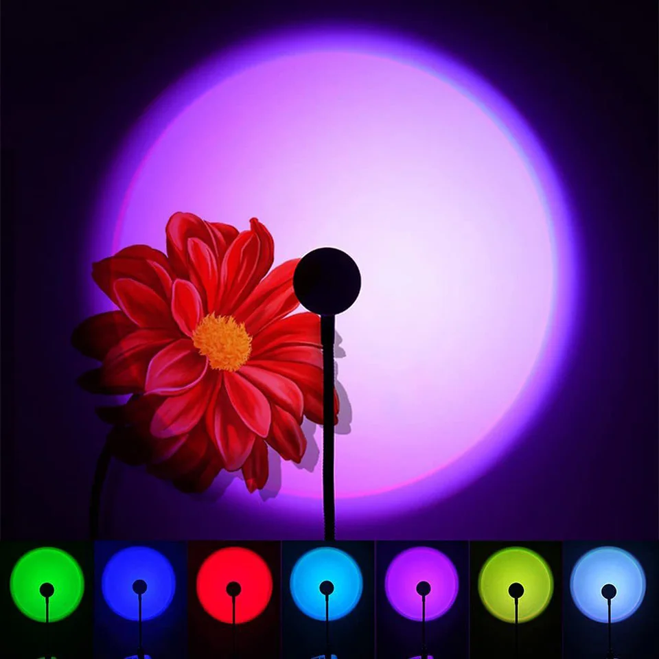 USB Sunset Lamp LED Rainbow Neon Night Light Projector Photography Wall Atmosphere Lighting for Bedroom Room Decor Nightlights-5