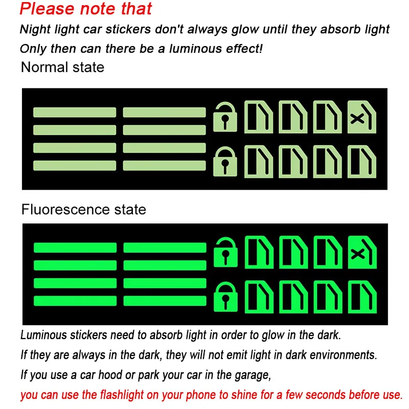 Car Window Button Luminous Sticker Lifter Switch Night Fluorescent Decals Cars Interior Stickers Auto Accessories-5