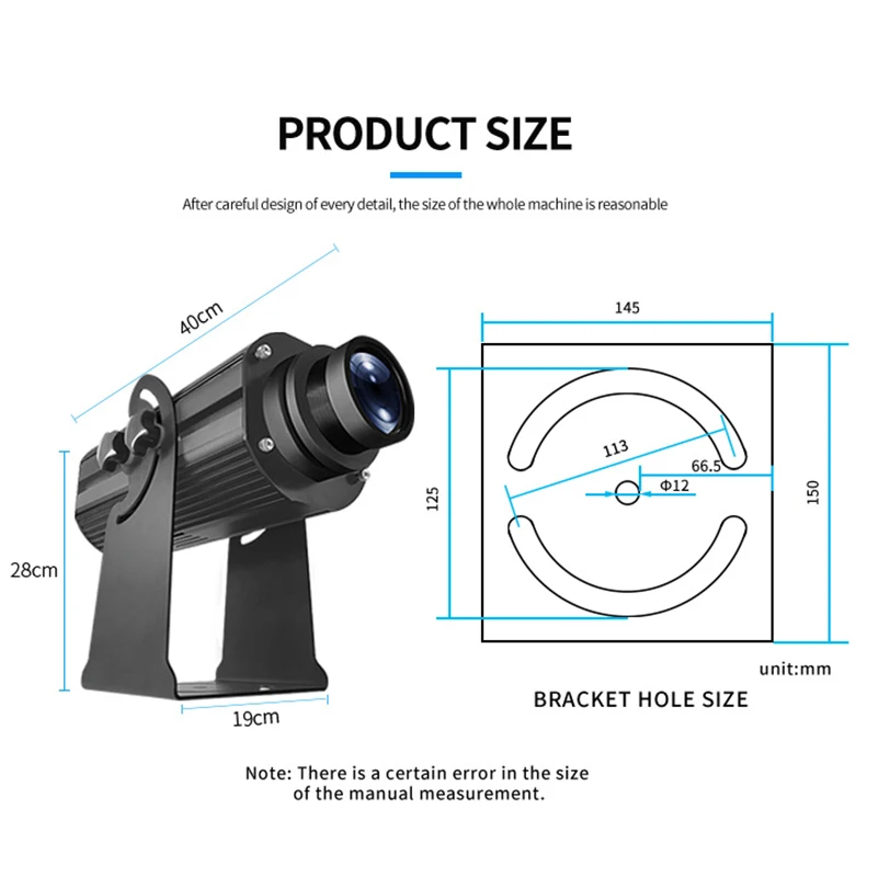 Led Gobo Projector 300W Waterproof Gobo Light Static Rotation Outdoor Safety Sign Projector-4