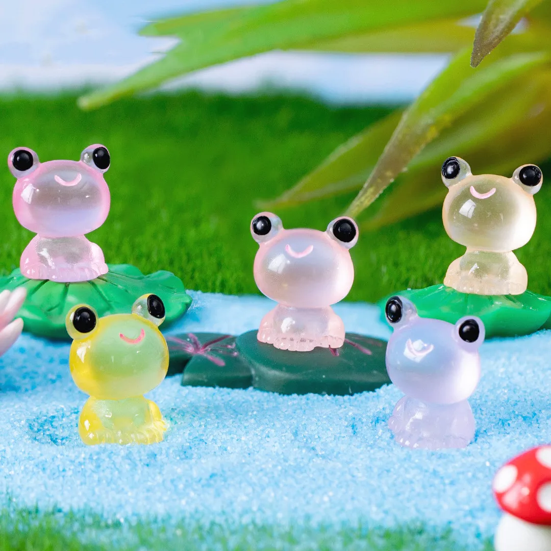 20PCS Mini Frogs Glow At Dark Fairy Garden Miniatures Decoration Luminous Frog Vivarium Micro Landscape DIY Accessories-4