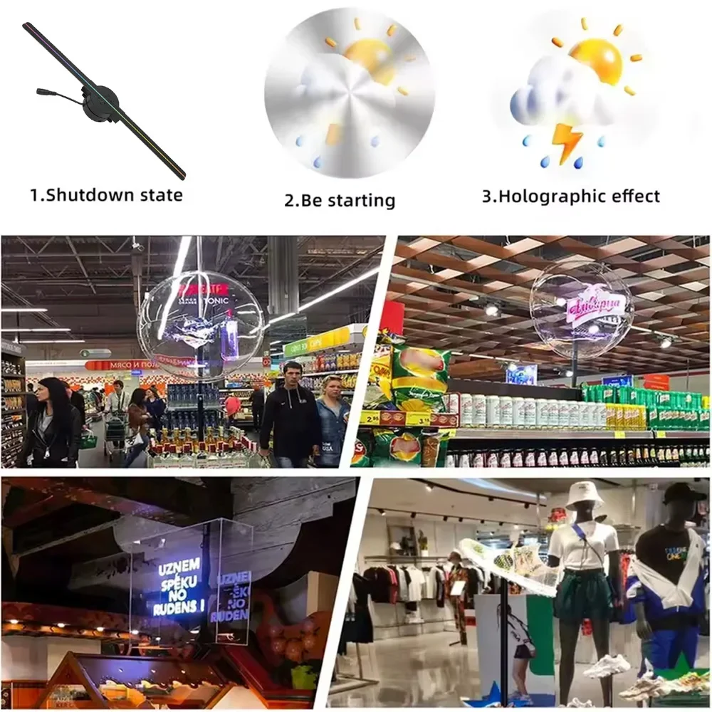 Naked Eye 3D Holographic Fan Screen Stereoscopic Display Suspended Projection Lamp 42cm Suspended Imaging Advertising Machine-5