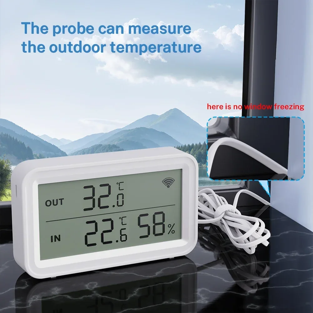 Tuya WiFi Temperature and Humidity Sensor with External Probe Home Automation Meter Compatible with Smart Life Google Assistant-3