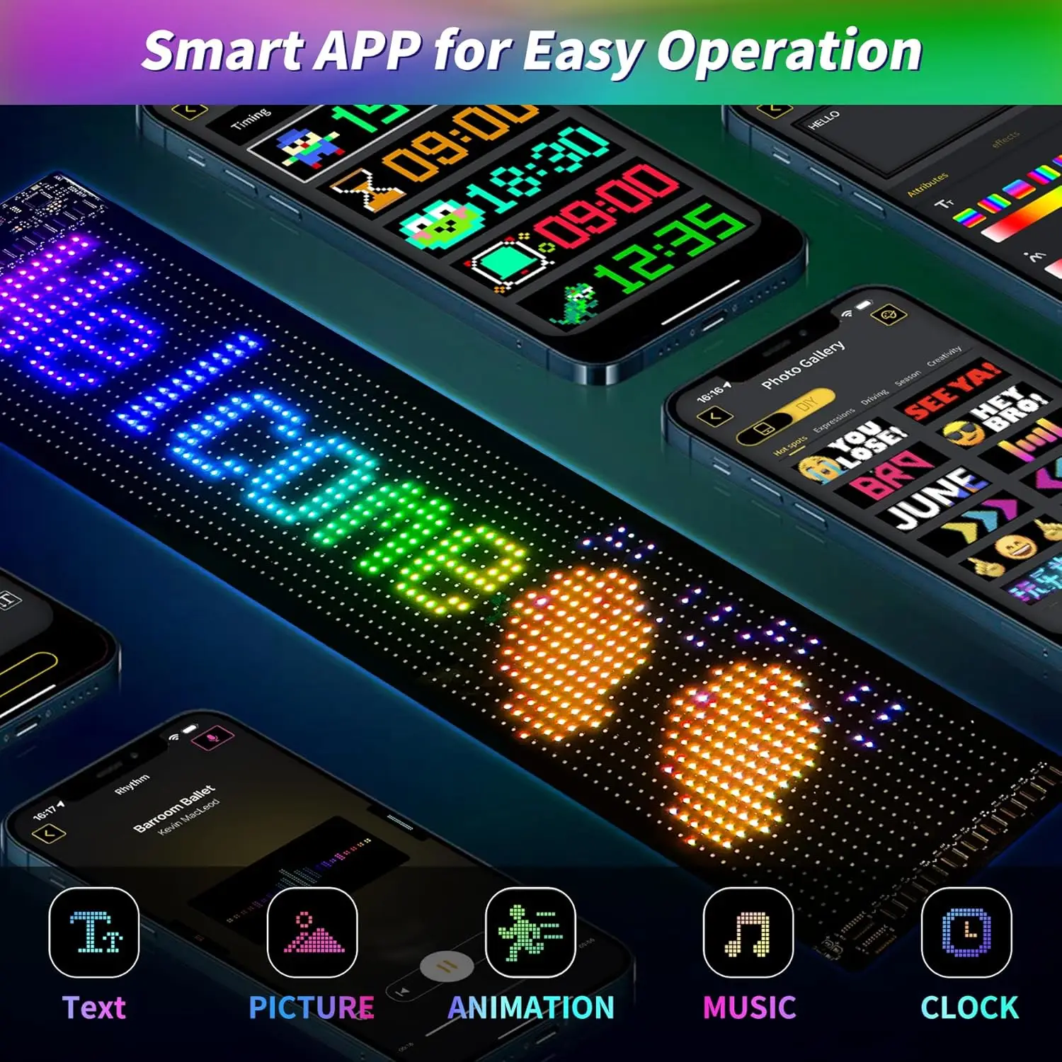Car LED Matrix Pixel Flexible Panel Night Light DIY Programmable Display Bluetooth App Control Logo Light Car Windows Bars Party-4