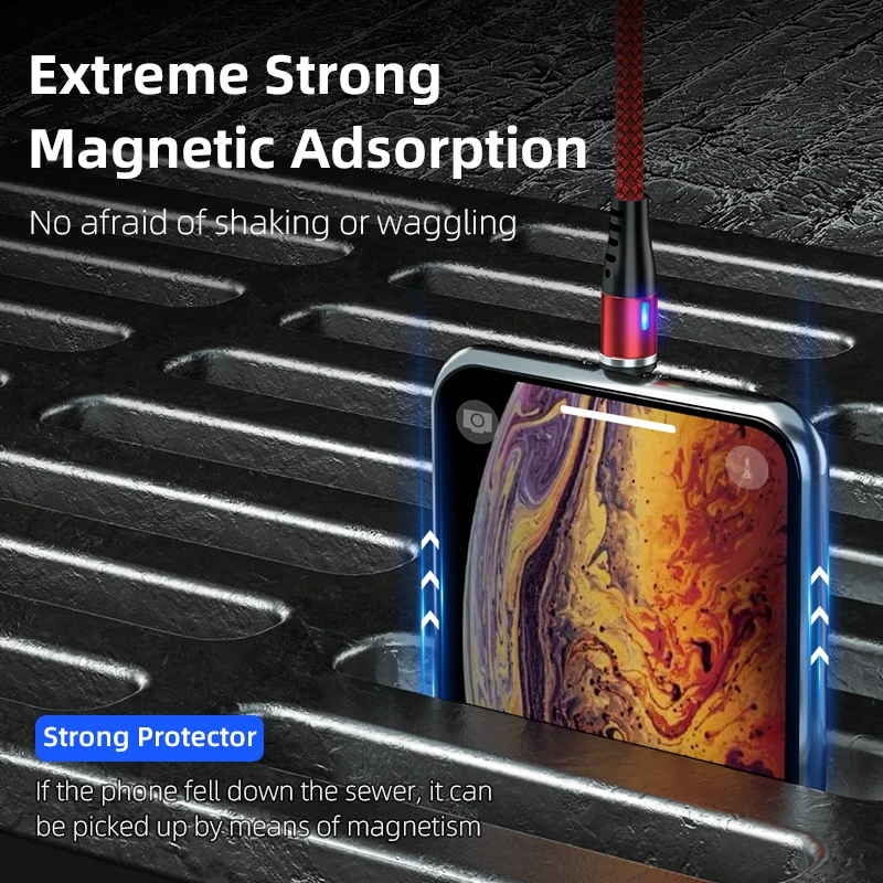 AUFU LED Magnetic USB Charging Cable USB Type C Phone Cable Magnet Phone Charger Micro USB For iPhone 11 12 Pro Max For Xiaomi-6