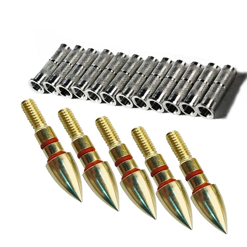 12pcs Archery ID6.2mm OD7.6mm Arrow Points Tips Target 75/100GR O Rubber Ring Aluminum Insert Compound Bow Hunting-6