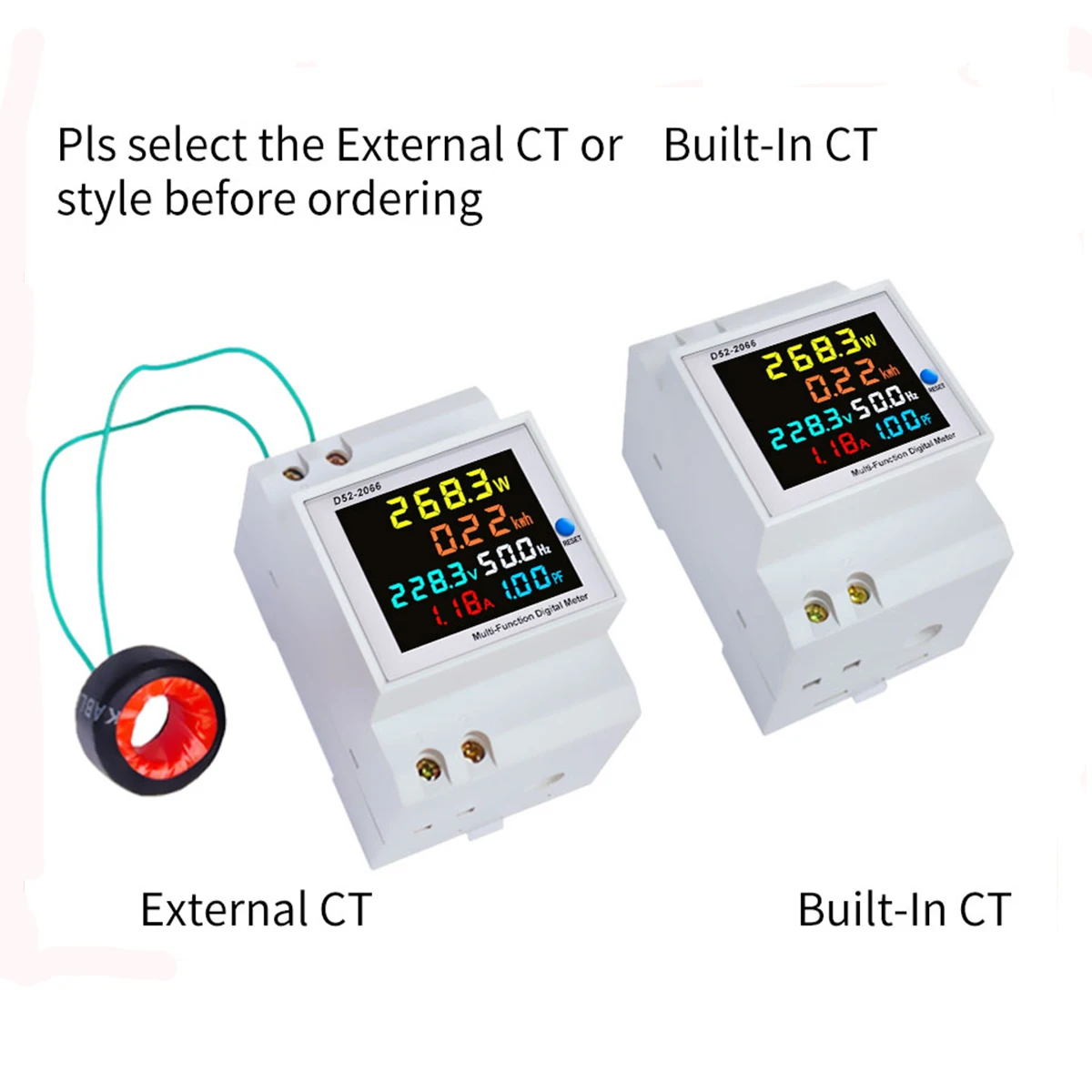 Single Phase Energy Meter Din Rail Electricity Usage Monitor AC 40-300V 100A Voltmeter Ammeter Watt Kwh Frequency Power Meter-4