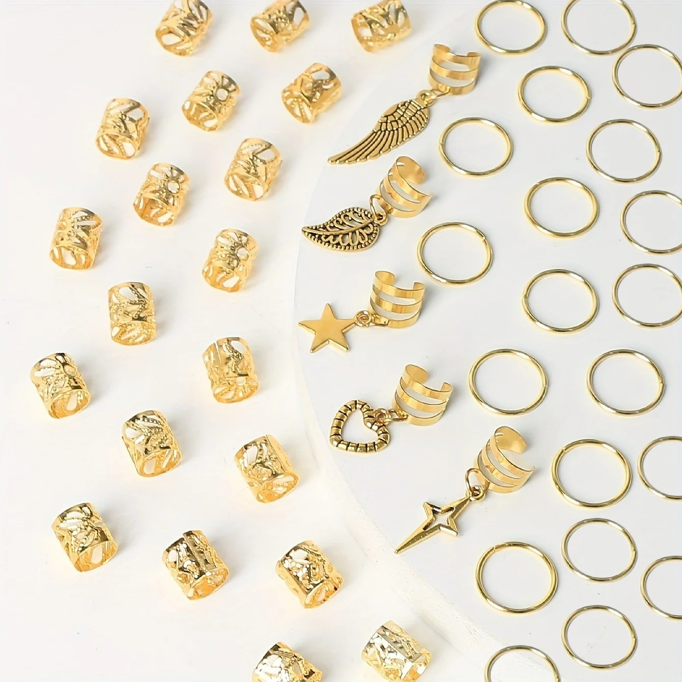 45pcs Alloy Braid Hair Ring Dreadlock Hair Ring - Hippie Style Hair Accessories Loc Hair Jewelry for Braids for Girls and Women-2