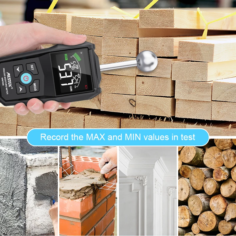 Mestek Inductive Moisture Meter for Wall 40mm Timber Damp Detector Full Angle Drywall Material Wood Moisture Humidity Hygrometer-5