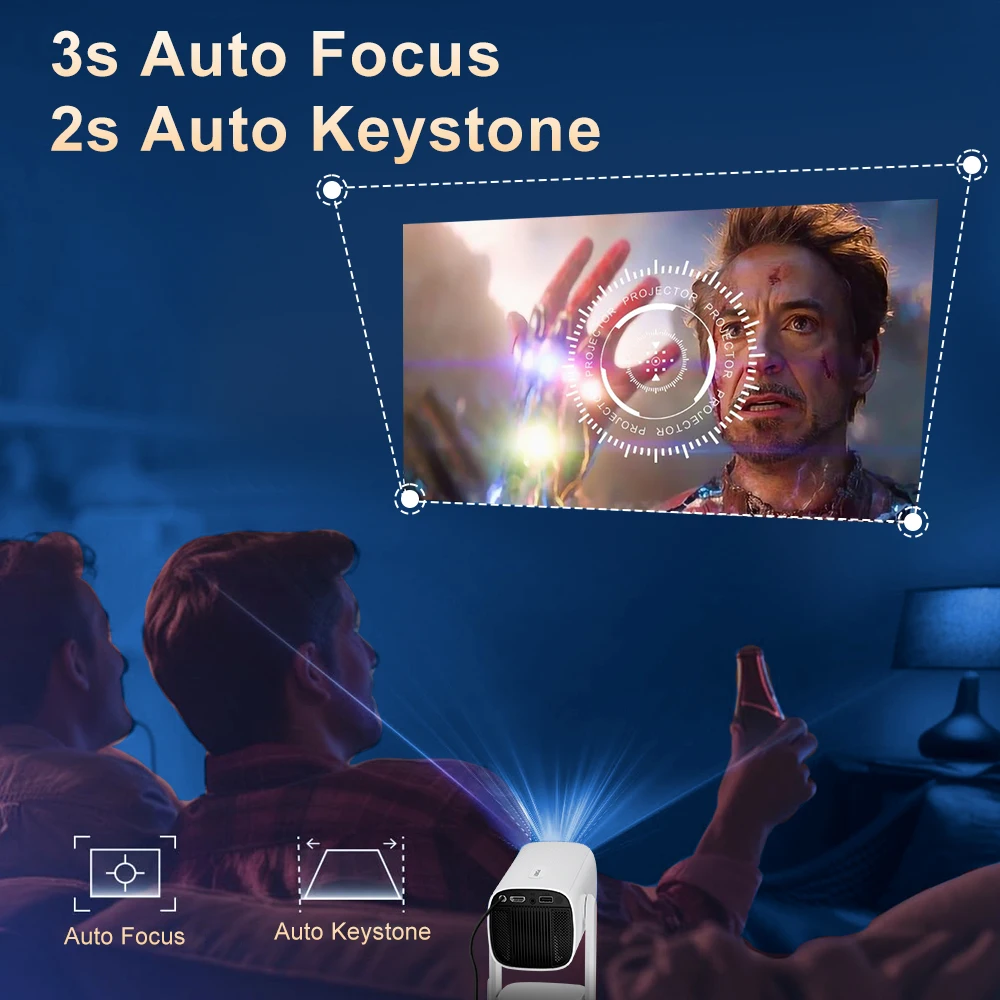 Salange 4K Projector K2 Smart Android11 Built-in Battery Bluetooth Speaker WIFI Auto Focus Keystone Free-Style for Outdoor Movie-2