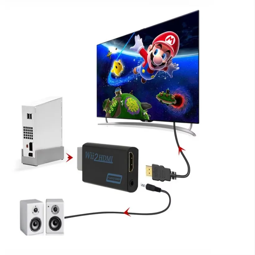 WII to HDMI Converter Full HD 1080P WII to HDMI Wii 2 HDTV ConverterWii To HDMI Adapter 3.5mm Audio for PC HDTV Monitor Display-3