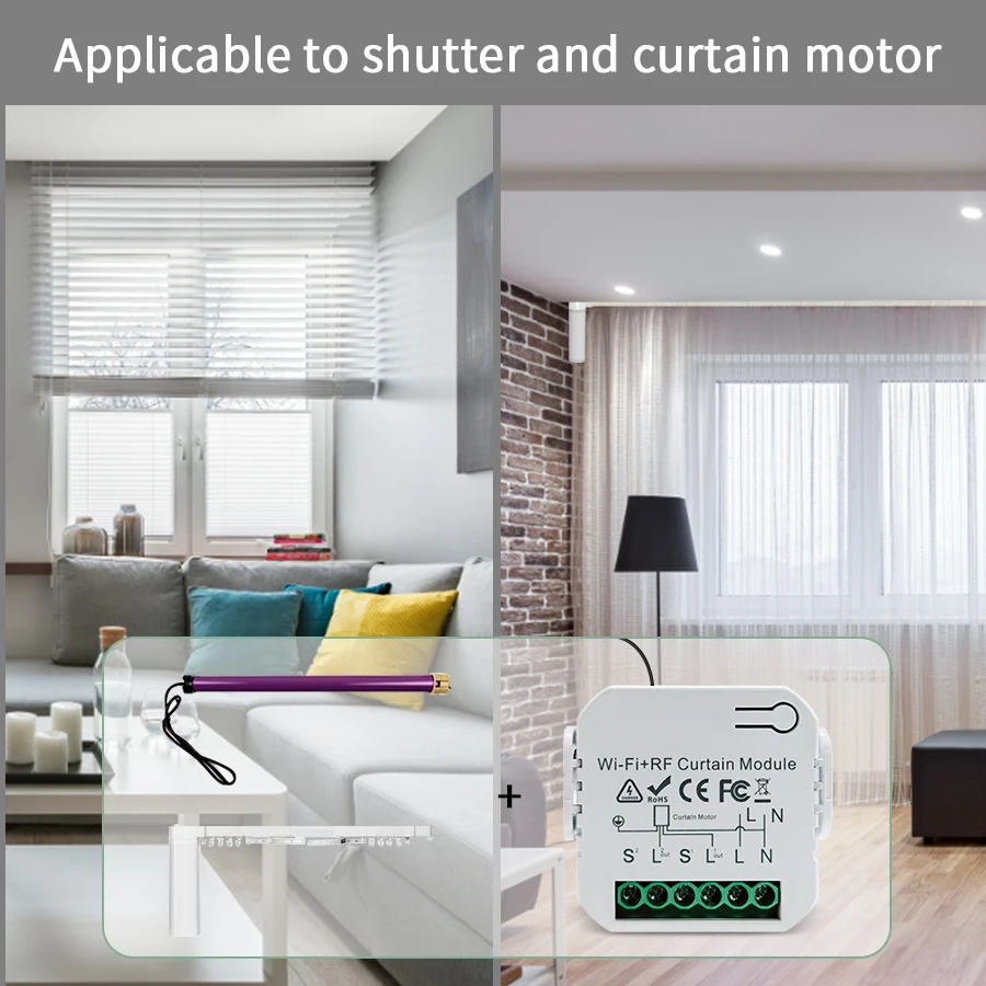 Tuya WiFi Smart Curtain Switch Roller Blinds Shutter Module 433MHz RF Remote Control Works With Alexa Google Home Assistant-3