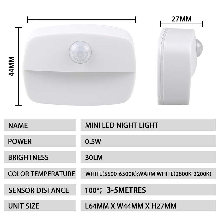 LED Night Light with Motion Sensor Cabinet Lamp Wireless Bedside Nightlight Battery Power For Bedroom Closet Stairs Lighting-2