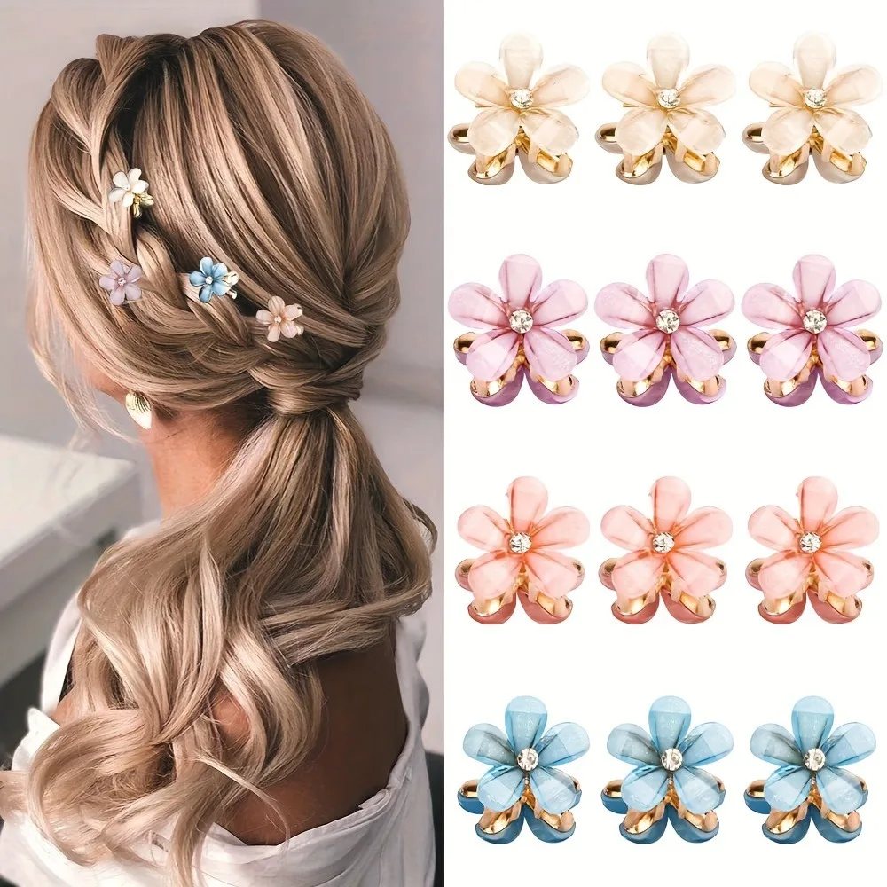 6pcs 3pcs 1pc Kids Women Girls Flower Shaped Hair Grab Clips, Faux Pearl Decorative Hair Barrettes Hair Decoration Accessories-2