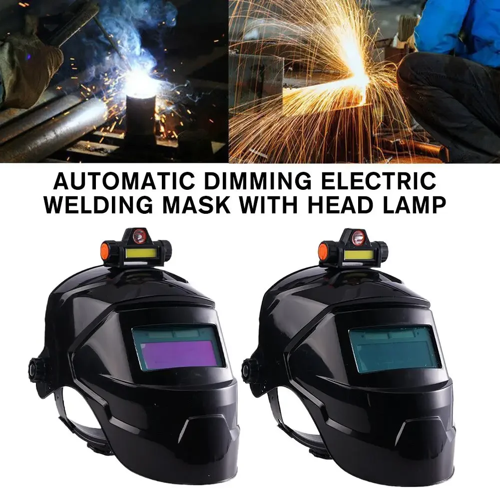 Welding Helmet Welder Mask With Rechargeable Headlight Automatic Dimming Electric Protective Mask For Arc Weld Grind Cut Process-2