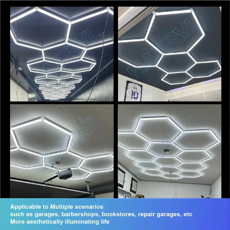 Hexagon LED lighting for Garage Barbecue Shop Barbershop Gym Bar Car Detailing Showroom 4S Workshop Ceiling Light Honeycomb Tube-6