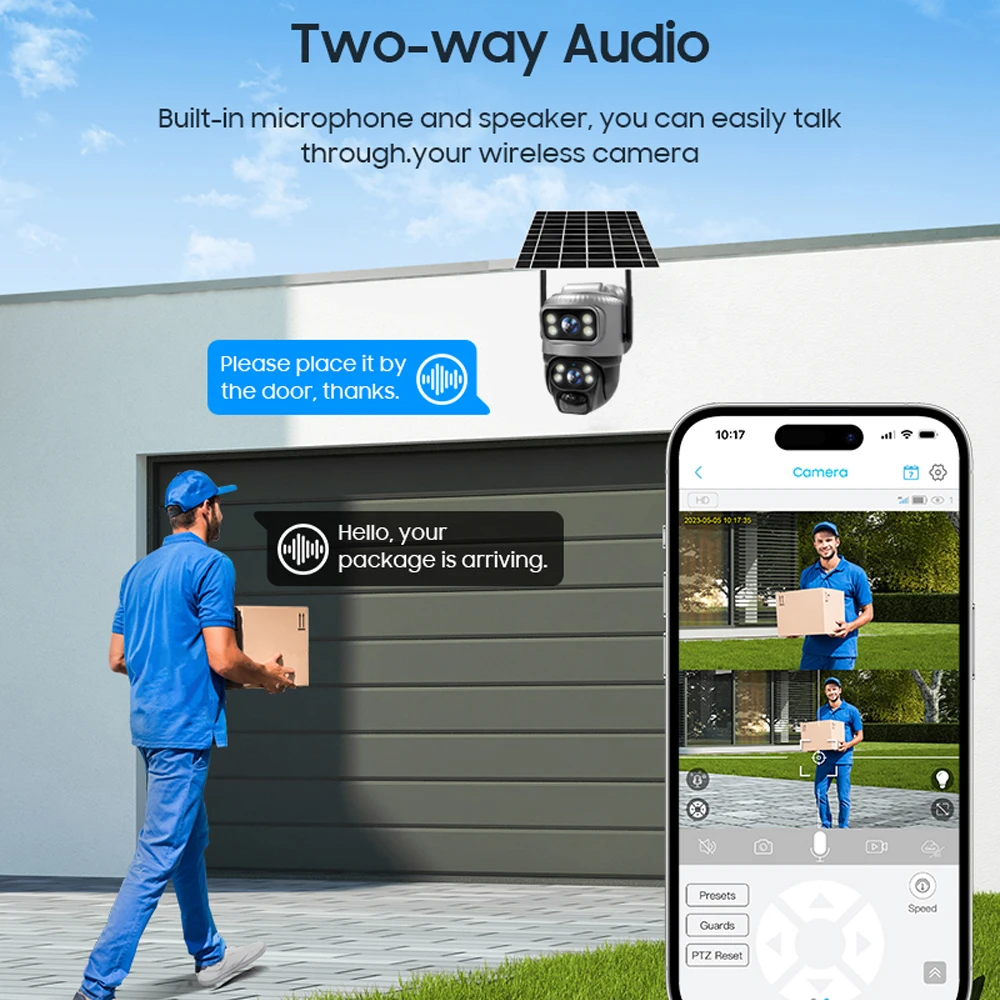 V380 Dual Lens 4G Camera Solar PIR Human Detection Night Vision Waterproof Security Video IP Camara 8MP 4K Battery CCTV Monitor-4
