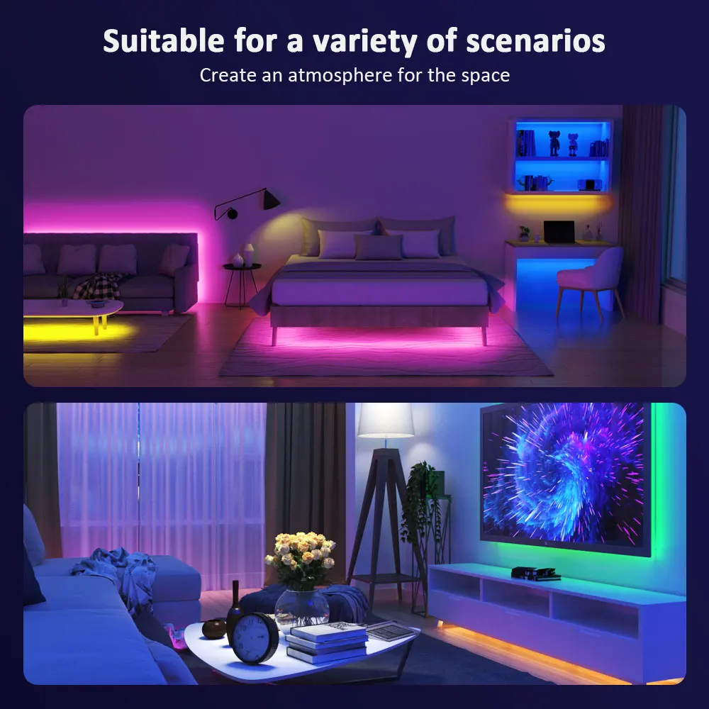 LED Strip Lights RGB 5050 ,5V 1M-30M,16 million colors, RGB , Led Strip Lighting Music Sync, Color Changing for Party Home-2