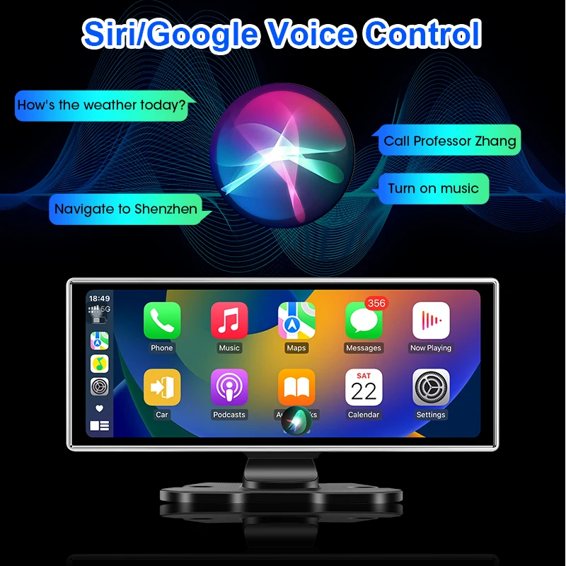 10/11.26 inch Dash Cam 4K Car DVR Wireless Carplay & Android Auto GPS Navigation Video Recorder Dashboard Dual Lens Wifi FM AUX-5