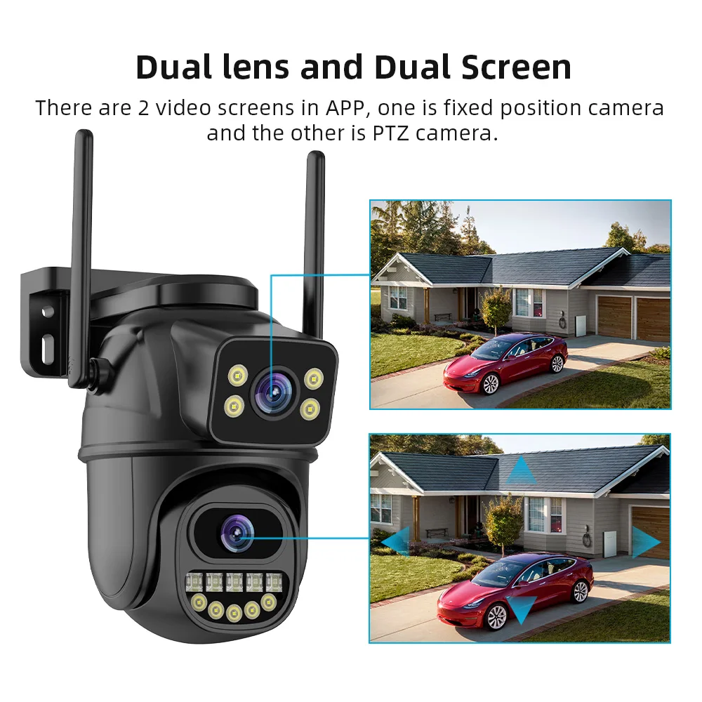 TAITAS-WiFi Surveillance Camera, Dual Lens, 4X Digital Zoom, AI Human Detect, ONVIF, Outdoor Security PTZ IP Cameras, 4K, 8MP-4