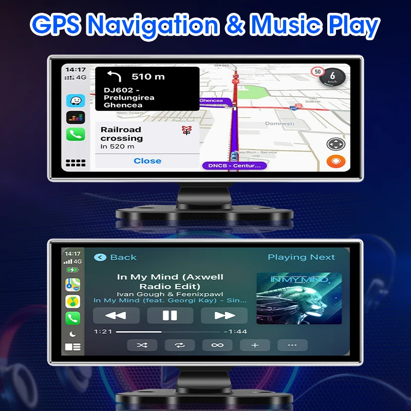 10/11.26 inch Dash Cam 4K Car DVR Wireless Carplay & Android Auto GPS Navigation Video Recorder Dashboard Dual Lens Wifi FM AUX-4