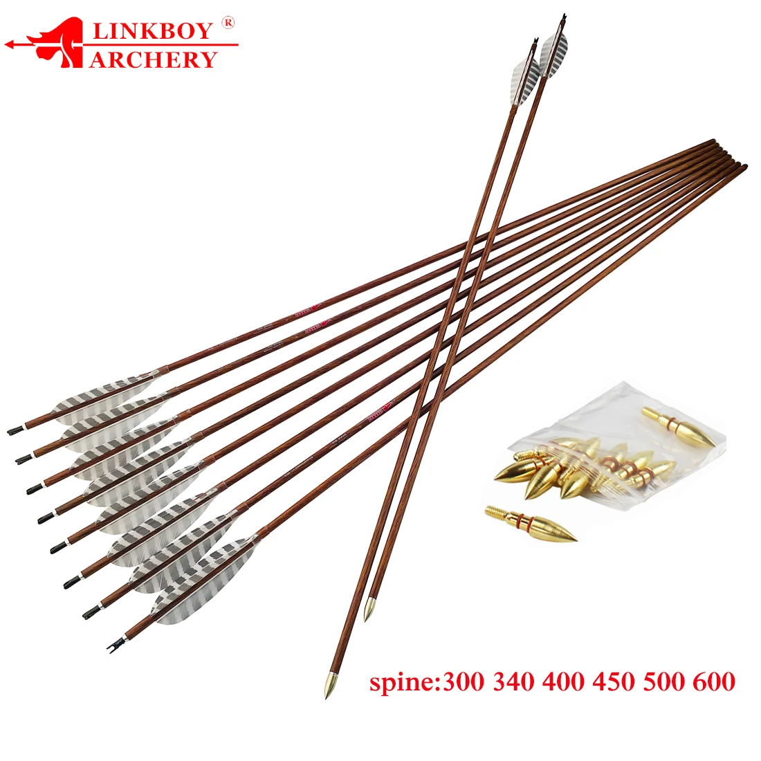 6pc Linkboy Archery 32 Inch Pure Carbon Arrows Spine 300 -900 4