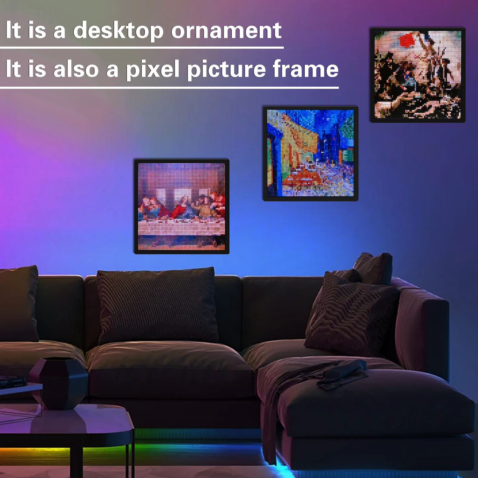 LED Pixel Display 64x64 RGB LED Matrix Panel Programmable Pixel Art Display with Bluetooth APP Control Creative Pixel Screen-3