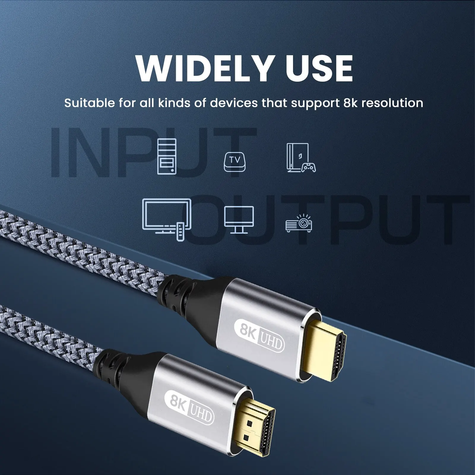 NIERBO HDMI 2.1 Cable HDMI Cord 8K 60Hz 4K 120Hz 48Gbps EARC ARC HDCP Ultra High Speed HDR for HD TV Laptop Projector PS4 PS5-4