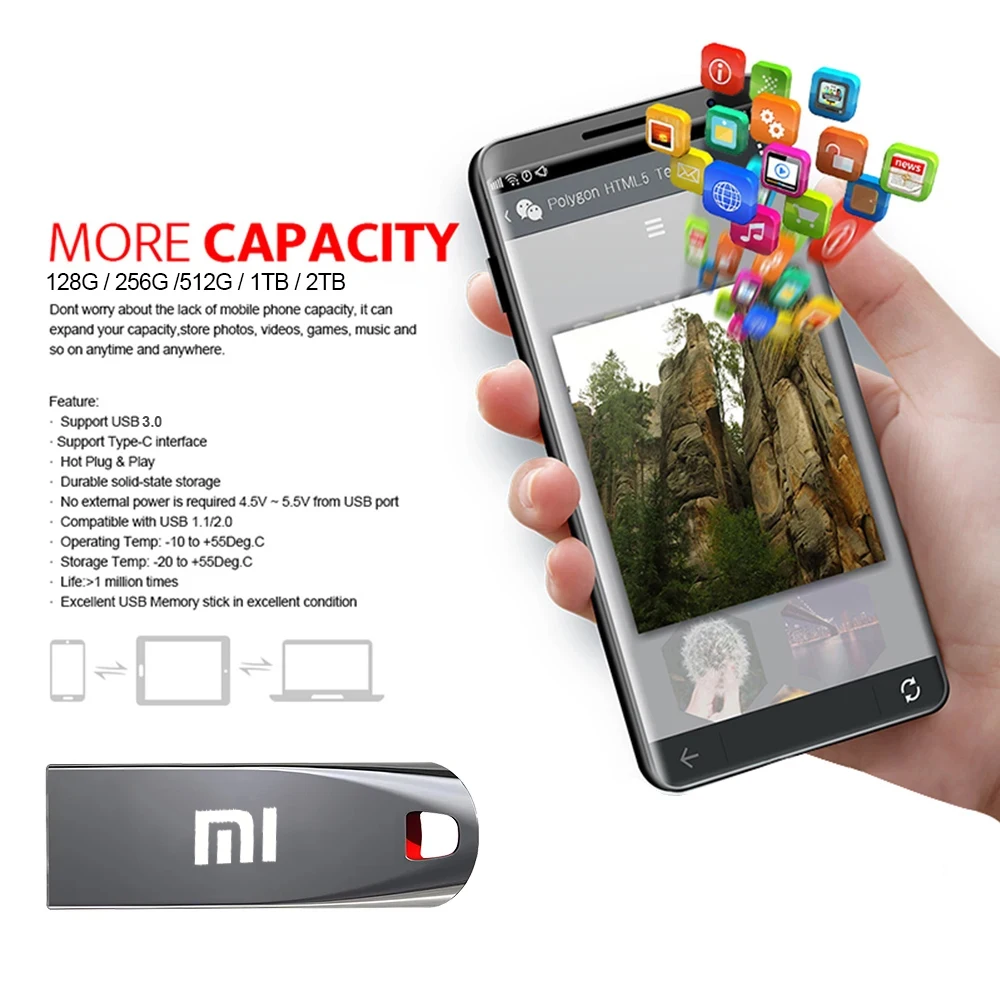 Xiaomi 2TB USB3.2 Flash Drive Super High Speed Data Transfer 1TB Large Capacity Ultra-Fast Portable Storage Sleek Durable U Disk-2