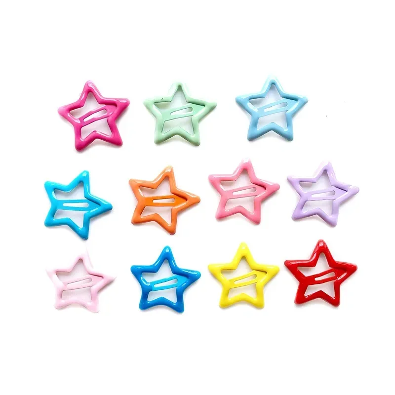 10pcs Colorful Star BB Hair Clips Girls Y2K Cute Star Barrettes Women Simple Metal Snap Clip Headdress Hair Jewelry Accessories-5