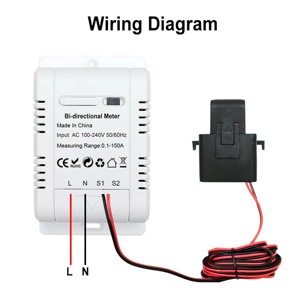 Tuya WiFi Intelligent Bidirectional Single-phase Energy Meter Solar PV System Power Production Consumption Monitoring Meter-5
