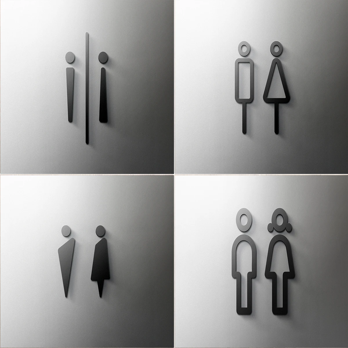 Pop Black Gold Color Toilet Sign Plate Acrylic 3D Wash Room Door Wall Label Sticker Wc Holder Signage Board Art Hotel Home Decor