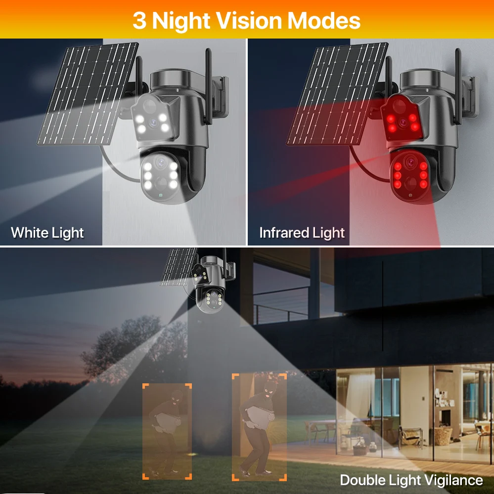 4K HD Solar WiFi Camera Outdoor Built-in Battery Dual Lens 2K Security Camera Solar Panel Wireless Video Surveillance CCTV iCSee-6