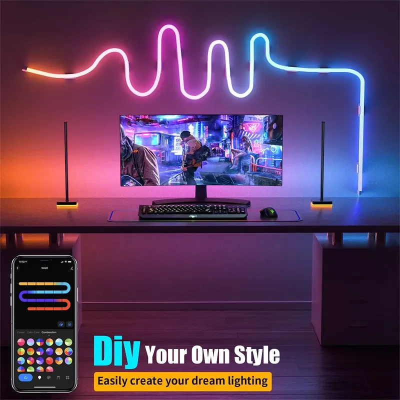 DC5V RGBIC Neon LED Strip Lights Neon Rope Light with Music Sync DIY RGBIC Dreamcolor Chasing Strip Tape for Home Decor Lighting-2