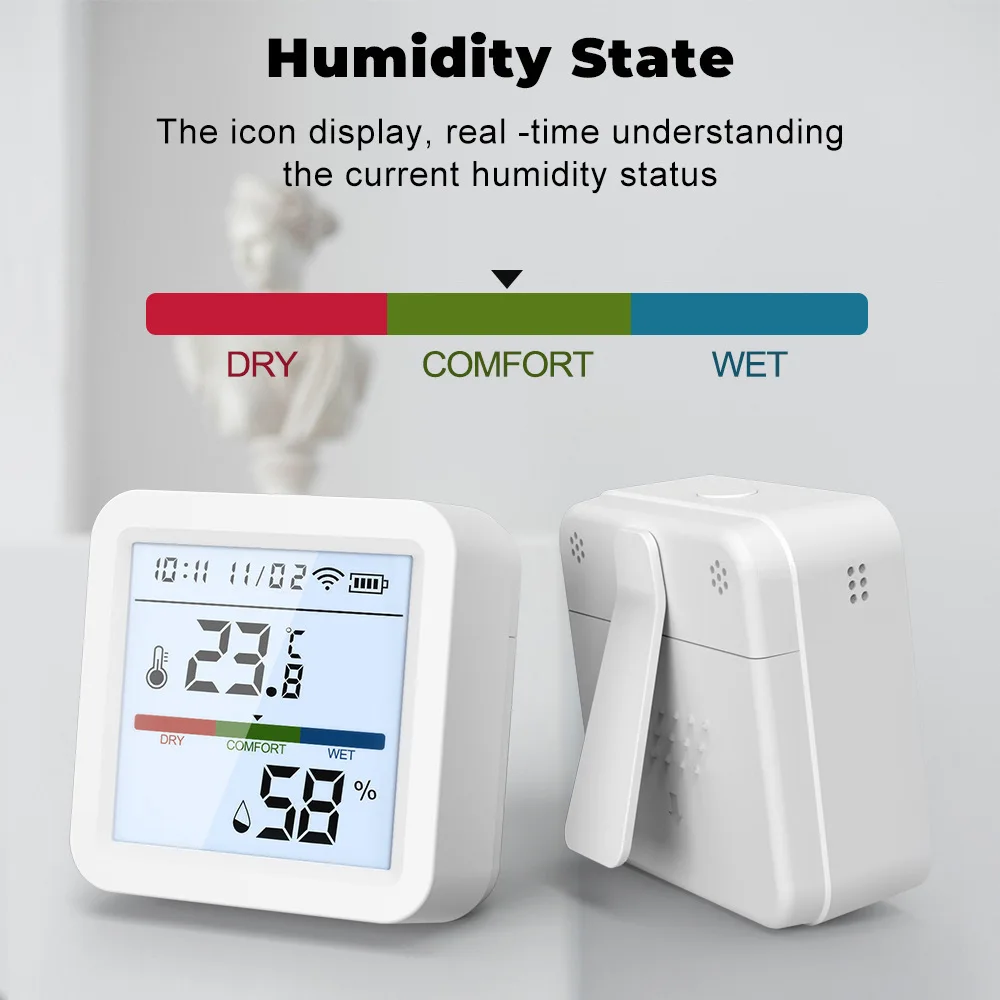 Tuya Smart Temperature And Humidity Sensor WiFi/Zigbee With Backlight Indoor Hygrometer Voice Control Via Alexa Google Home-4