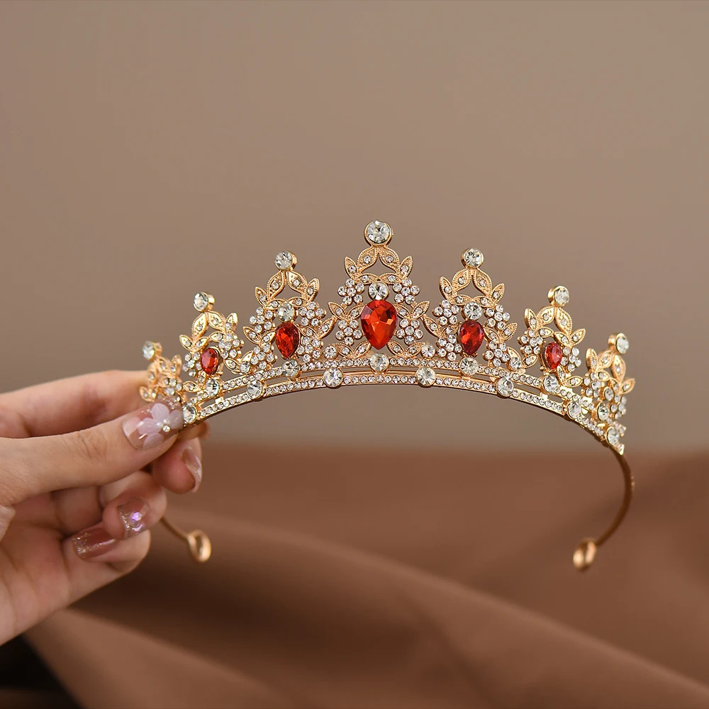 Children's Princess Crown Crystal Tiara Girls Hair Accessories High-end Atmosphere Dance Performance Birthday Gift Crown-2