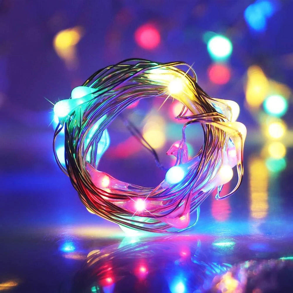 10pcs LED String Light Battery Operated Copper Wire Fairy Lights Festive Decoration With Flashing Modes Home Decor ﻿-3