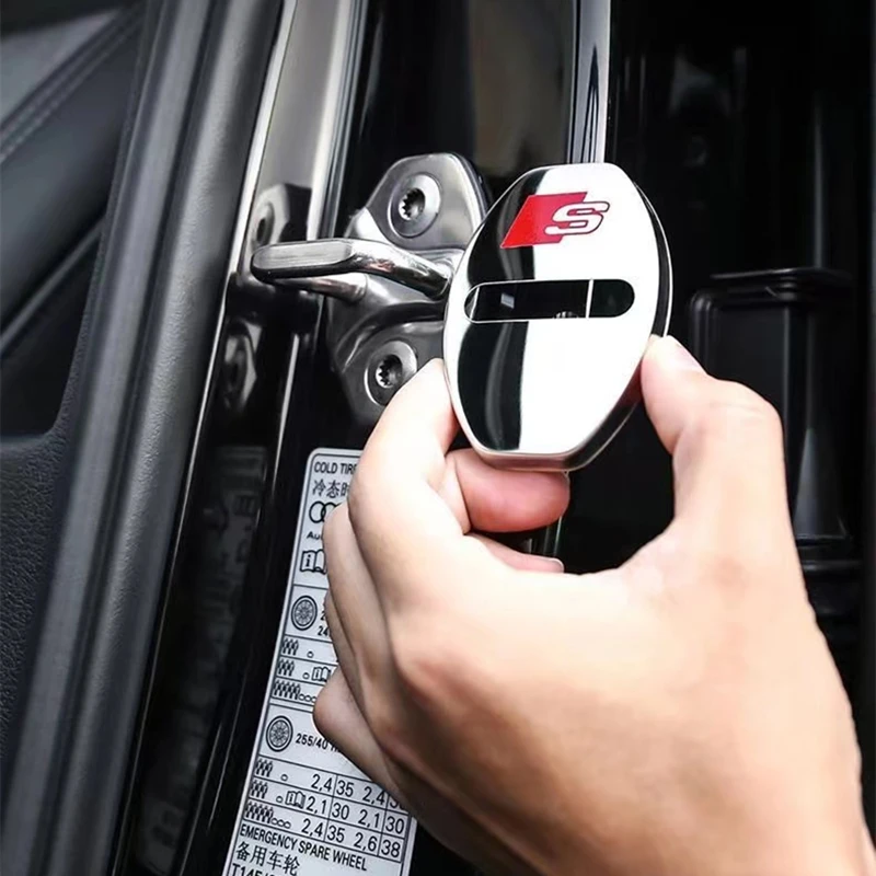 4PCS Car Door Lock Cover Case For Audi Sline A6 A4 A3 A7 A5 Q3 Q5L Q7 Q2 S4 S5 S6 S7 S8 TT RS3 RS4 RS5 RS6 TTS Accessories-2