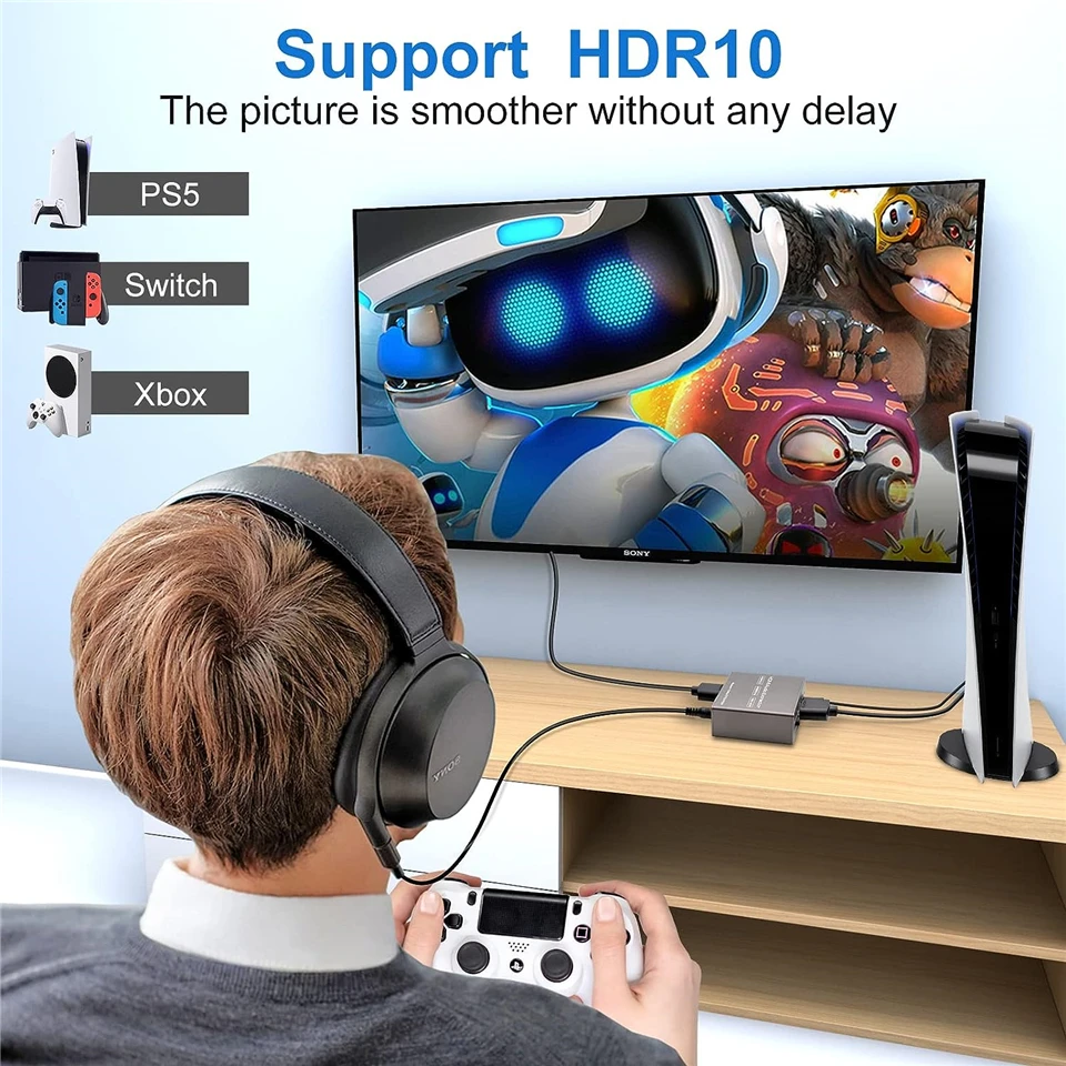 Navceker 4K Video Audio Extractor HDMI-Compatible to 3.5MM Audio Converter SPDIF Optical TOSLINK Stereo Out Splitter Adapter-4