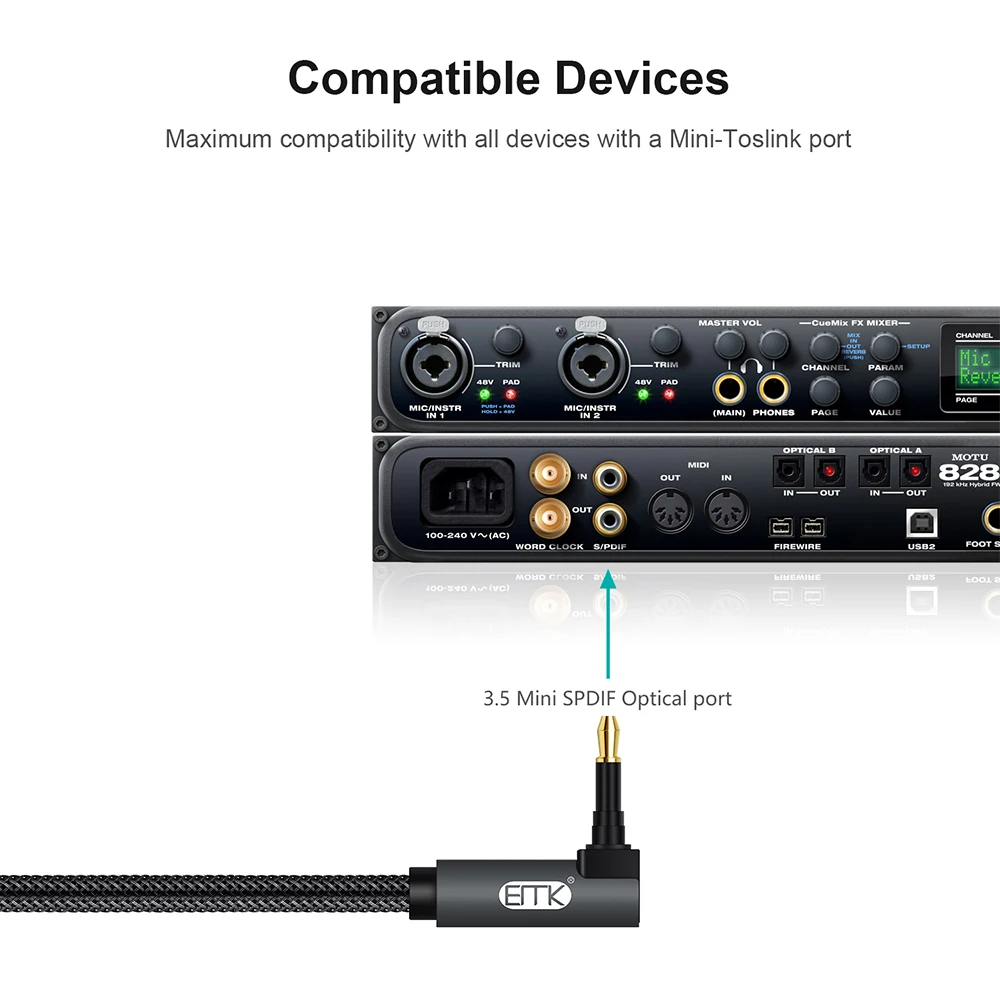 EMK 90 Degree Mini Toslink to Toslink Cable Right Angle Digital SPDIF Optic Fiber Cable 3.5 to Optical Audio Cable Adapter-6